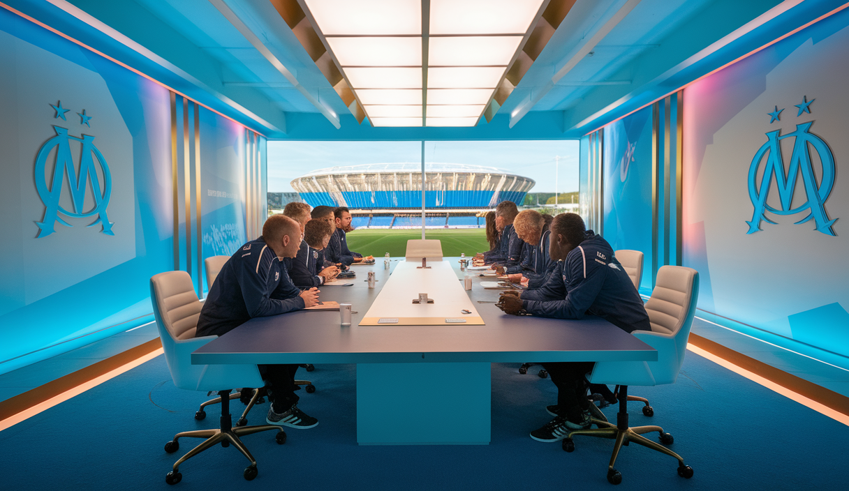 Image illustrant les initiatives de cohésion de l'équipe technique de l'OM pour la saison 2025/26