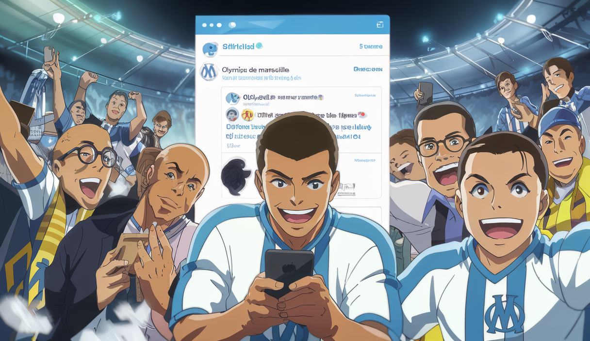 Supporters de l'OM interagissant vibramment sur Twitter