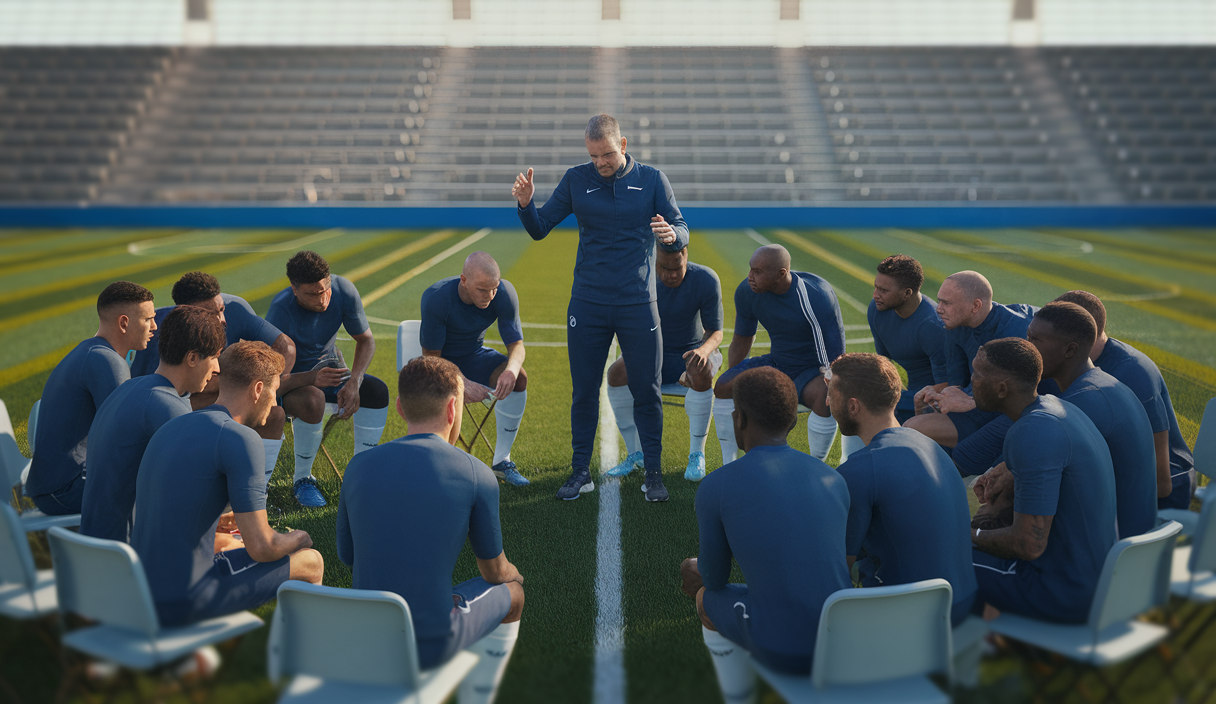 Visualisation intense de la préparation stratégique de l'Olympique de Marseille pour un match crucial.