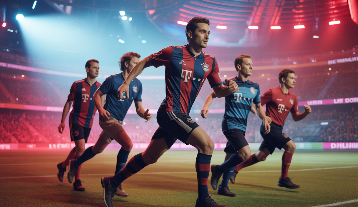 Illustration dramatique du duel entre le Bayern Munich et Bayer Leverkusen pour Luis Henrique