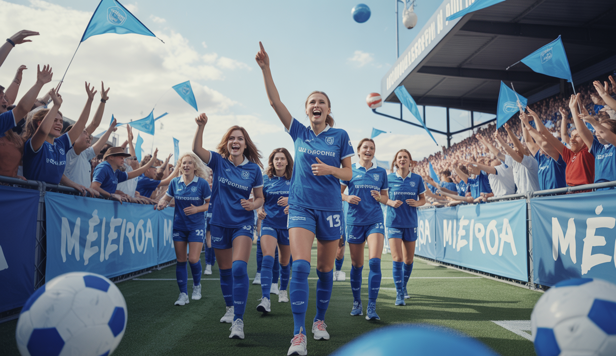 L'équipe féminine de l'OM célébrant leur retour en Arkema Première Ligue.