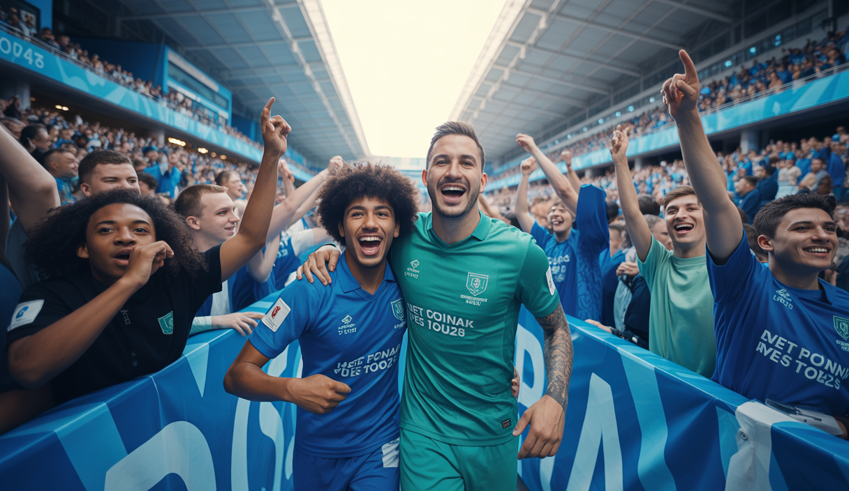 Supporters votant pour le plus beau but de la saison avec Amine Gouiri et Jonathan Rowe.