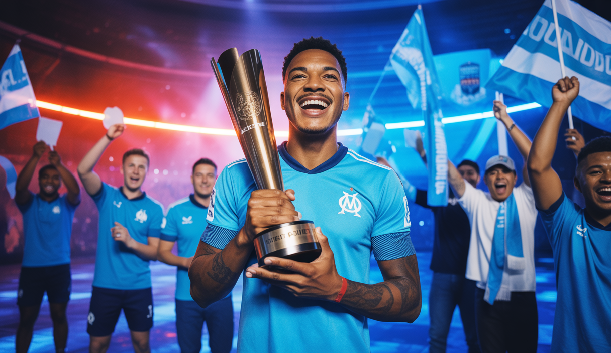 Mason Greenwood recevant le trophée de Joueur du Mois UNFP à l'OM