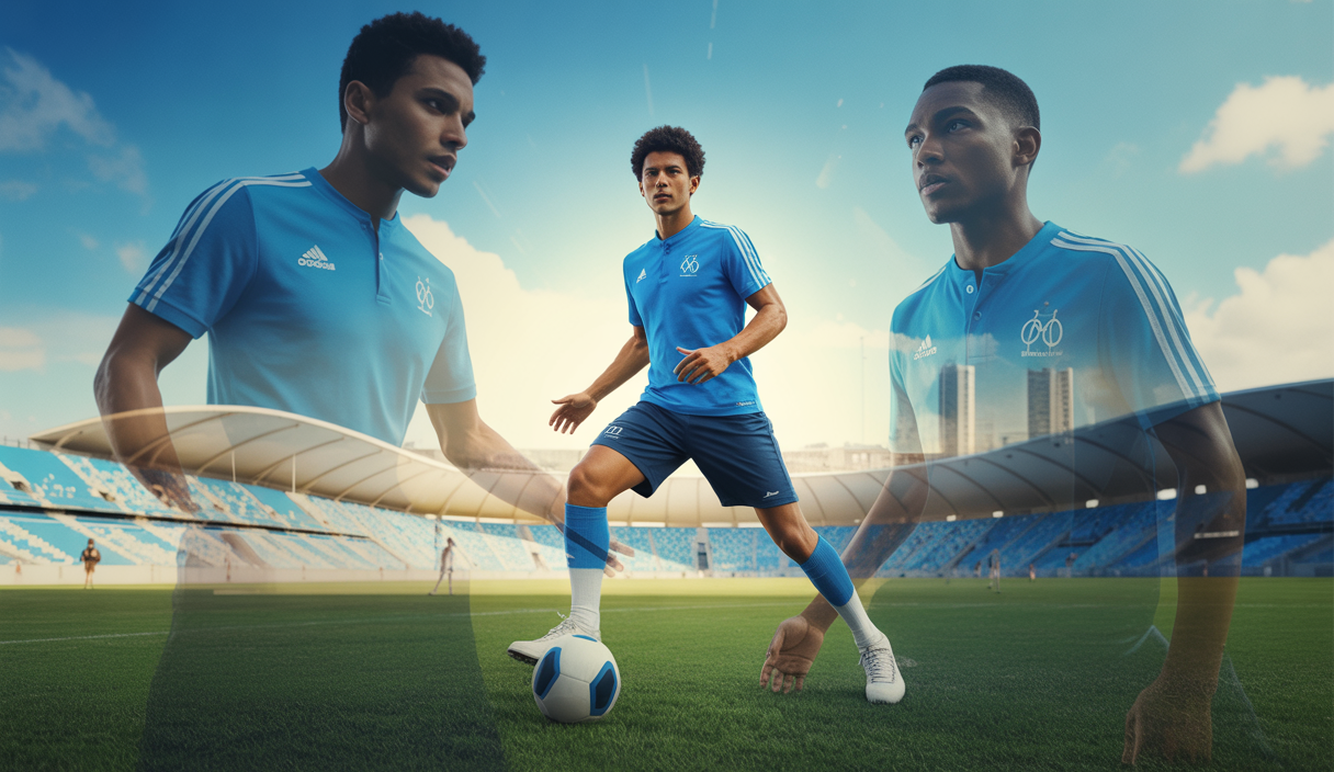 Un joueur de football jeune et prometteur en plein entraînement avec l'Olympique de Marseille