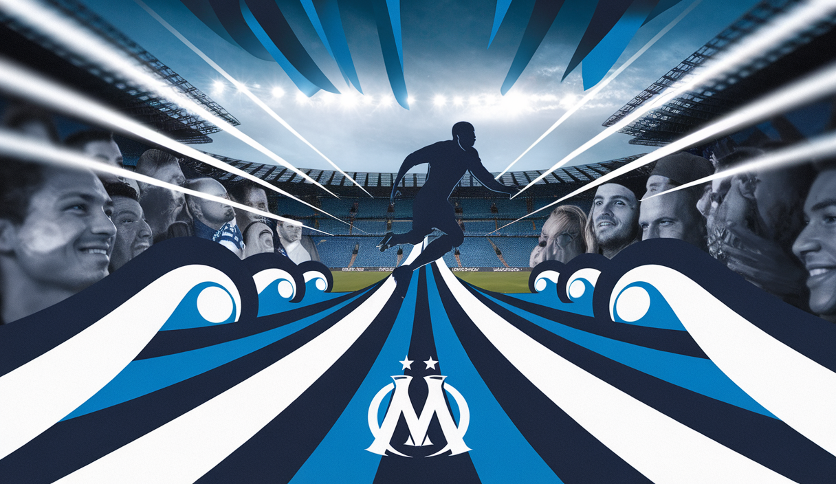 Analyse visuelle des tendances du mercato de l'OM avec supporters et transferts