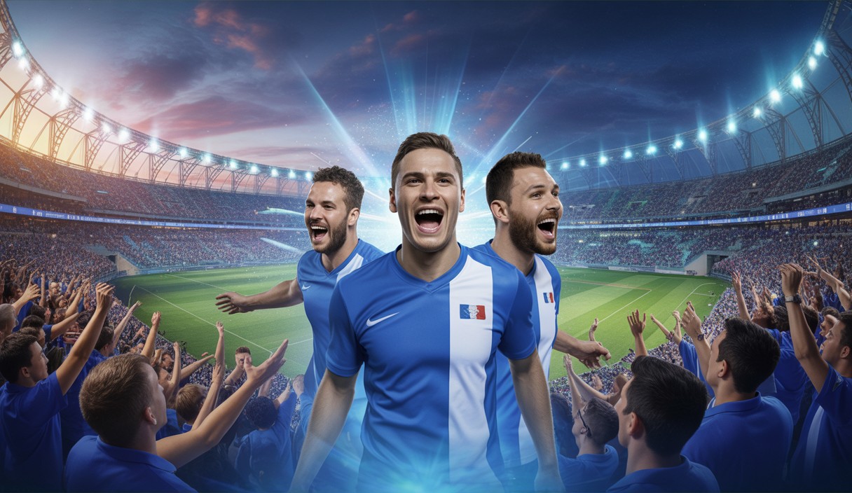 Vue dynamique du stade de l'OM illuminé, symbolisant l'ambition et l'énergie du club
