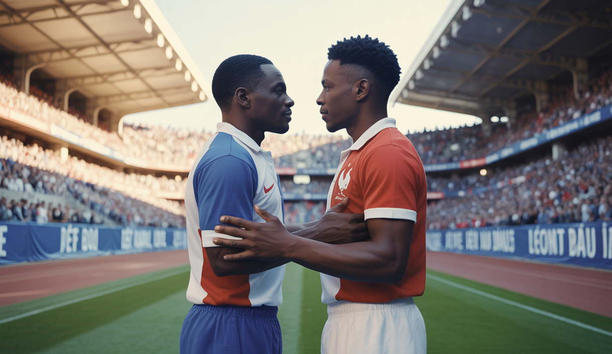 Basile Boli et Djibril Cissé réunis à Auxerre pour évoquer l'histoire et la passion du football français.