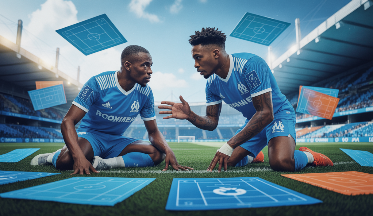 Représentation visuelle de la stratégie de l'OM pour renforcer sa défense avec Kondogbia et Cornelius
