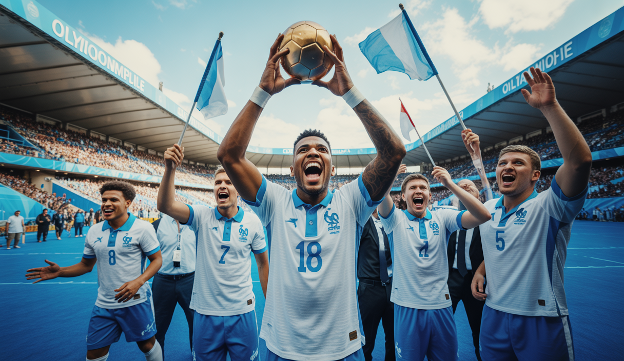 Image vibrante d'une victoire de l'Olympique de Marseille en Coupe.