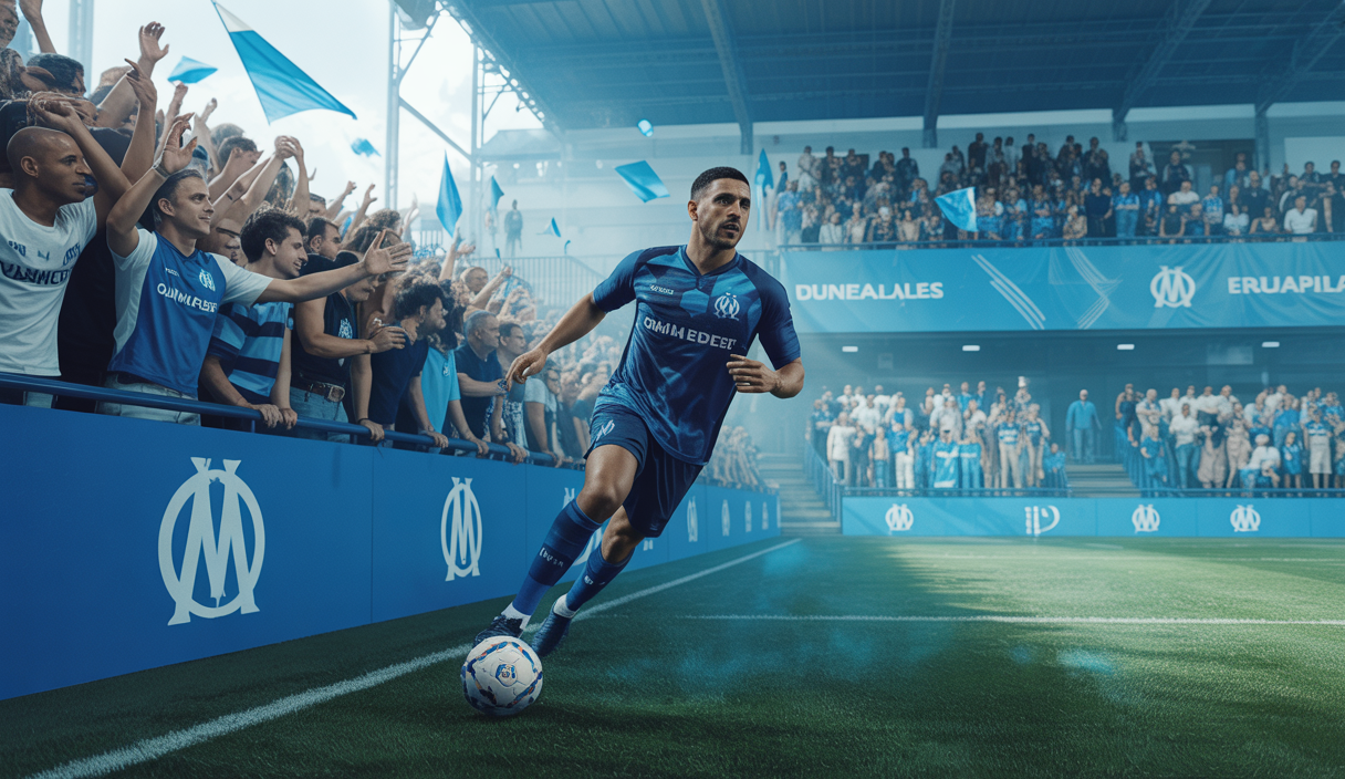 Illustration d'Amar Dedić, potentielle recrue pour l'Olympique de Marseille, sur fond de transfert de football