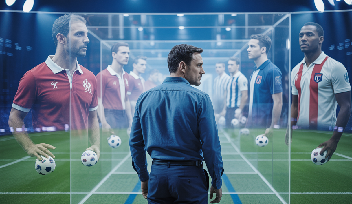 Un observateur scrutant attentivement un tableau de transferts de football