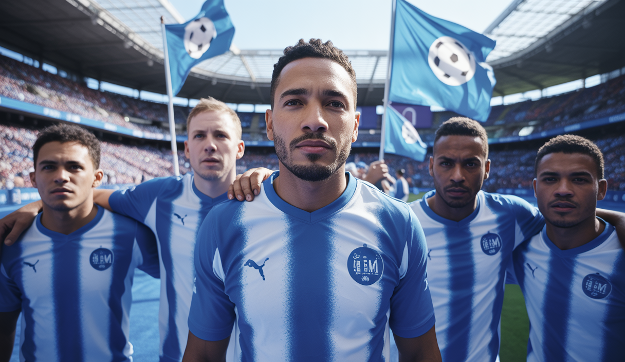 Ismaël Bennacer et des joueurs de l'OM célébrant leur succès international