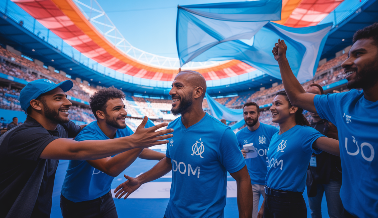 Mehdi Benatia en interaction passionnée avec les supporters de l'OM