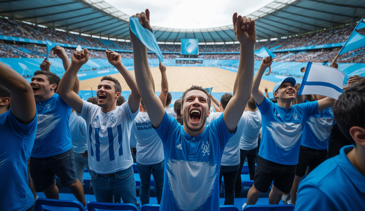 Supporters de l'Olympique de Marseille rassemblés au Vélodrome