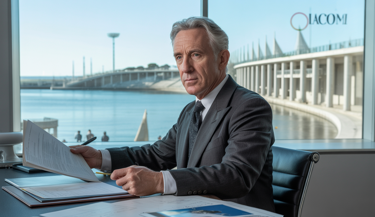 Portrait de Frank McCourt planifiant la stratégie d'investissement de l'Olympique de Marseille, montrant son engagement financier et sportif